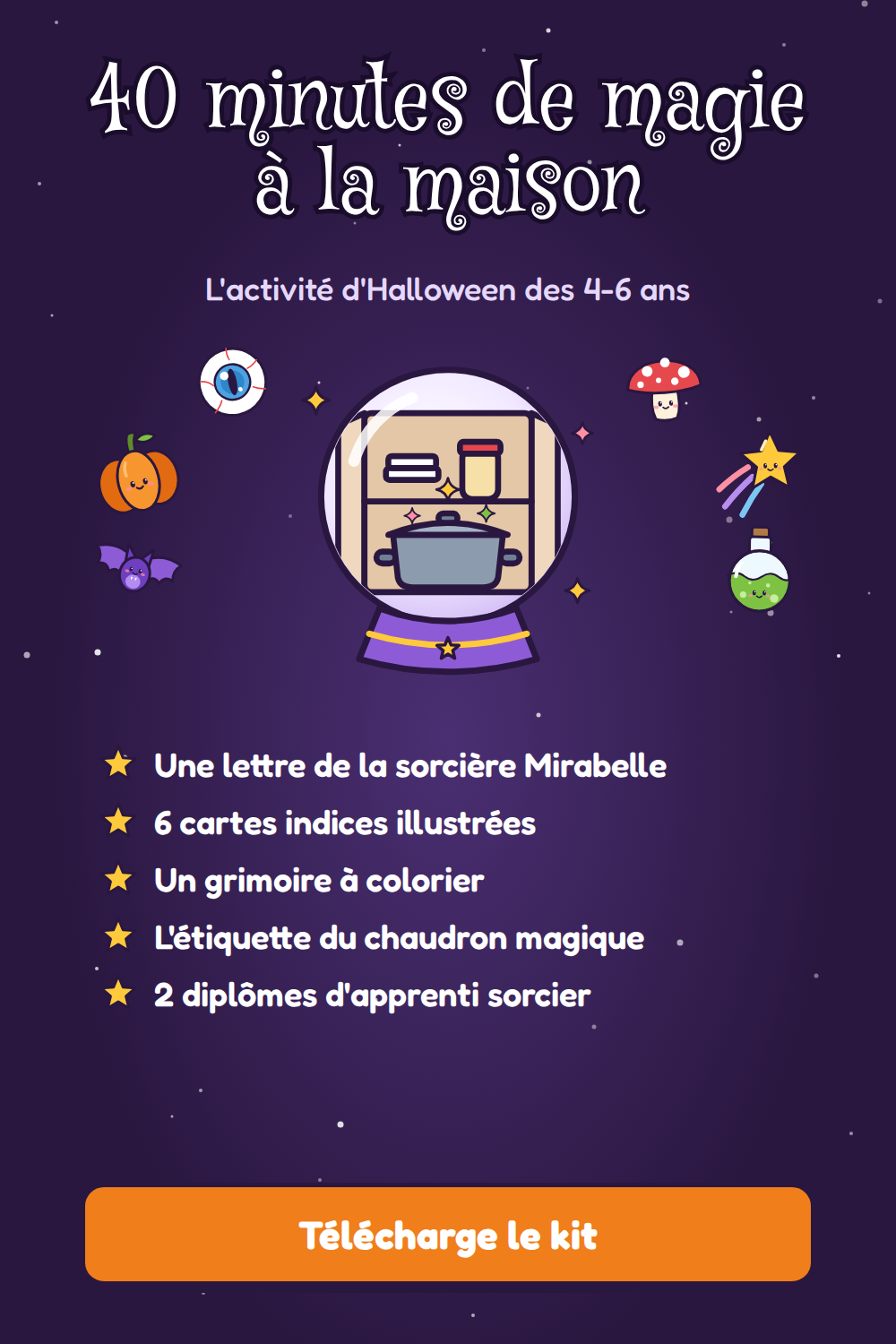 La potion perdue de Mirabelle – Chasse au trésor d'Halloween à imprimer, 4-6 ans (version française)