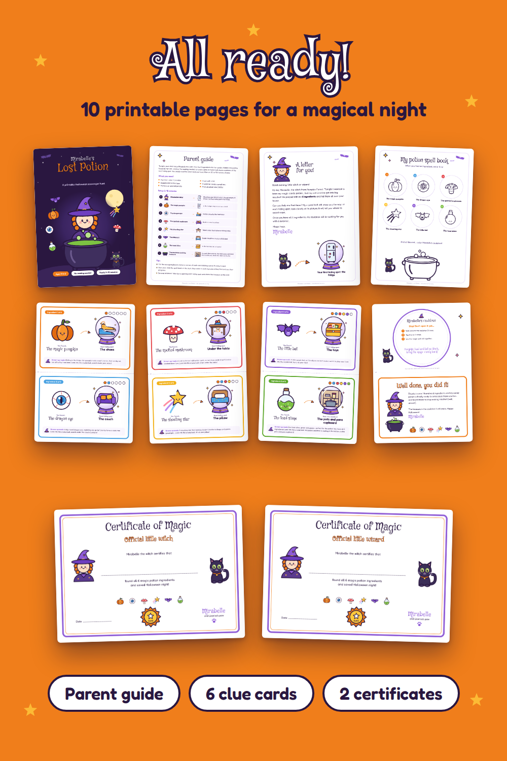 Mirabelle's Lost Potion – Printable Halloween Scavenger Hunt for Kids Ages 4-6 (English version)